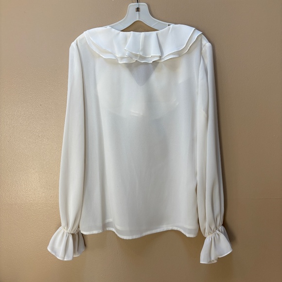 H. Apparel Cream Party Long Sleeve Ruffle Top Size SP - Picture 4 of 14